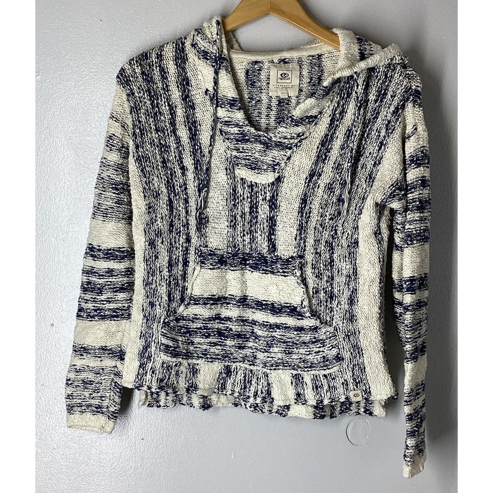 Rip Curl LaBonita slub knit hooded kangaroo pocket pullover poncho sweatshirt XS